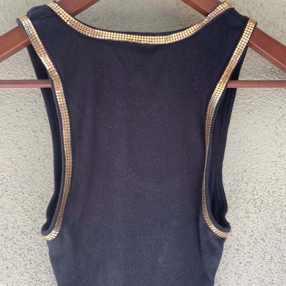 Love Struck | Vintage Y2K 2000s | Gold Trim | Black Tank Top | Size M - Picture 4 of 10